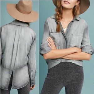 Cloth & Stone Grey Tencel Split-Hem Top, S